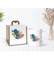 BK Gift Ahşap Kutuda Pollock Style Tasarımlı Beyaz Kupa Bardak-1