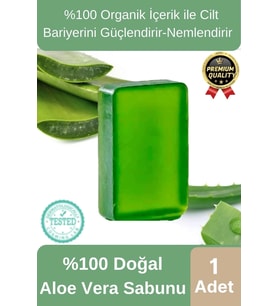 Organik Ferah Koku Cilt Bariyerini Güçlendirir Nemlendirir %100 Doğal Aloe Vera Sabunu 1 Adet