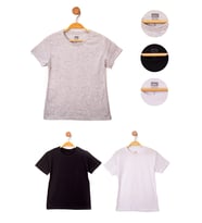 Siyah-Beyaz-Gri Kız Çocuk Basic 3'lü Paket Kısa Kollu T-Shirt (Gri-Beyaz)