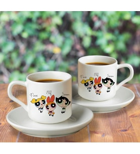 Powerpuff Girls Arkadaş Türk Kahvesi Fincanı Seti İkili Kişiye Özel