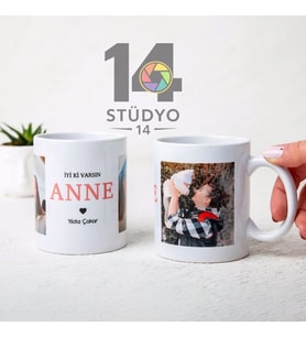 Stüdyo 14  Annler Günü  Kişiye Özel  Tasarlanabilir Resim + Yazı Kupa İyki Varsın Anne - Anneler Günü Hediyesi - Sevgiliye Hediye