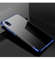 Xiaomi Redmi 7A Köşeleri Renkli Kamera Korumalı Şeffaf Kılıf (Mavi)