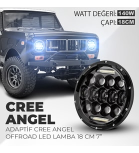 18 cm 7” Adaptif Cree Angel Offroad Led Lamba Drl