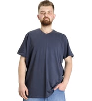 Mode XL Büyük Beden T-Shirt V Yaka Likralı 20150 Füme
