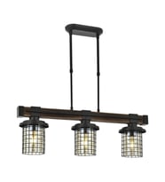 AVONNI AV-60002-3EY Eskitme Kaplama Modern Avize E27 Metal Ahşap Cam 75x15cm