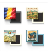 Buzdolap Magnetleri - Romanya Bükreş - Romania - 4'lü Set Magneti
