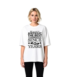 Kadın Oversize Tişört Yaş Doğum Günü Baskılı Grafik Baskı Kısa Kol Yuvarlak Yaka Rahat Kesim Günlük