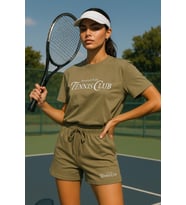 Kadın Sporty Kısa Kollu Bisiklet Yaka Oversize T-shirt ve Şortlu Alt Üst Takım Tenis İkili Takım