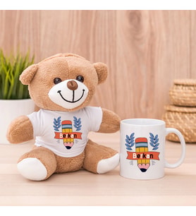 Öğretmenlere Özel Hediye Peluş Ayıcık ve Kupa Bardak (Model 1)
