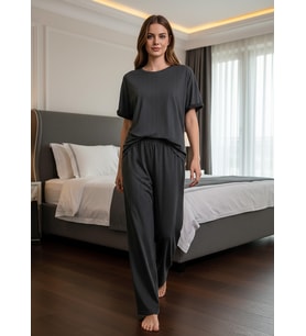 Mihra Kadın Oysho Bisiklet Yaka Kısa Kol İnce Pijama Takımı 20102SF - 1 Adet