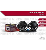 Araç Içi Vantilatör Küçük Çift Başlı 24v 4 Inç tüm modeller (Gri)