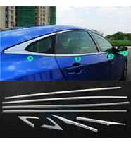 Honda Civic FC5 2016-2021 Uyumlu Paslanmaz Krom Alt Cam Çıtası 8 Parça