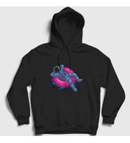 Presmono Unisex Siyah Pool Astronaut Space Astronot Uzay Kapüşonlu Sweatshirt 283773tt