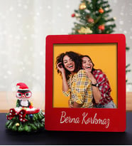 Kişiye Özel İnstagram Çerçeve & Penguen Mini Kar Küresi Hediye Setii