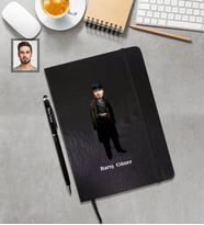 Kişiye Özel Babalar Günü Godfather Baba Karikatürlü Siyah Defter Kalem Hediye Seti Model-5-2