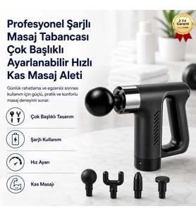 Profesyonel Şarjlı Masaj Tabancası Çok Başlıklı Ayarlanabilir Hızlı Kas Masaj Aleti