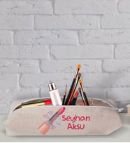 BK Gift Kişiye Özel İsimli Keten Bez Makyaj Çantası-14