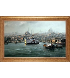 EV İŞYERİ OFİS İÇİN ALTIN ÇERÇEVELİ PASPARTULU TABLO VB295
