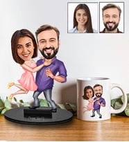 Kişiye Özel Sevgili Tasarımlı Karikatür Biblo Ve Kupa Hediye Seti 9