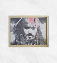 Gerçek Kalemle Çizilmiş Portre – Johnny Depp Karayip Korsanları - Siyah ve Kırmızı - Köşeli Çizgiler-30X40 CM (Ahşap)