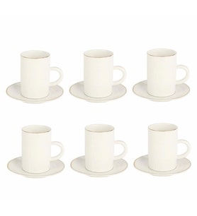 Vitale Porselen Double 6lı Kahve Fincanı Seti MTFK.0111 (Beyaz)