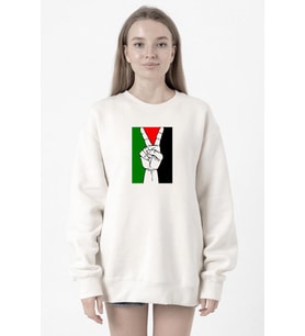 Free Hand Palestine Flag Beyaz Kadın 2ip Sweatshirt