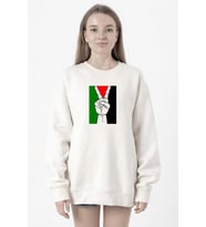Free Hand Palestine Flag Beyaz Kadın 2ip Sweatshirt