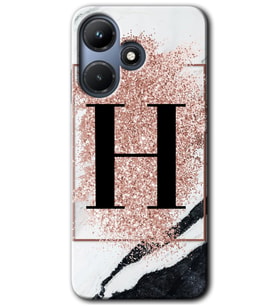 İnfinix Hot 30i Kılıf HD Desen Baskılı Kılıf - Pembe Mermer Desenli H Harfi