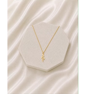 Kişiye Özel 925 Ayar Gümüş Minimal Yılan Figürlü Kolye (Gold)