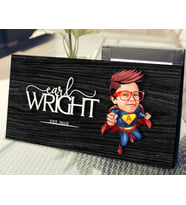 BK Gift Kişiye Özel Süper Çocuk Karikatürlü Kabartma Figürlü Ahşap Tablo, Duvar Dekoru, Arkadaşa Hediye, Özel Tasarım Ev Hediyesi-1 (Siyah)
