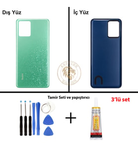 Yapıştırıcı Poco K50 (F4 GT) Yeşil Yapıştırıcı Arka Pil Kapağı + Yapıştırıcı ve Vida Seti