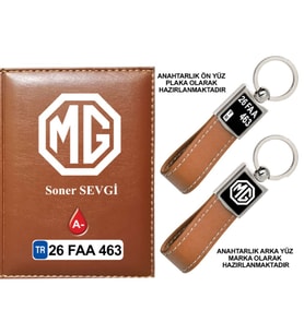 Plakanıza Özel MG Logolu Taba Ruhsat Kabı ve Anahtarlık