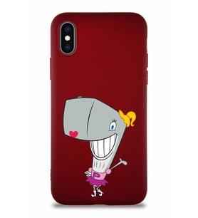 Apple iPhone X Soft Premier Kapak Pearl Yengeç Tasarımlı Silikon Kılıf - Mürdüm (Şeffaf)