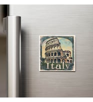 İtalya Italy - Posta Pulu Temalı Ülke - Baskılı Buzdolap Magneti Kare - 9x9 cm