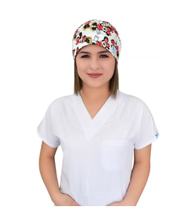 Beyaz Minnie Mouse Desenli Doktor Hemşire Hastane Bone (Karışık)