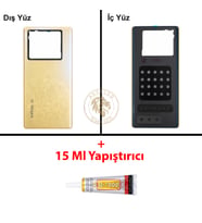 Infinix Note 40 Pro 5G Altın Uyumlu Arka Kapak + B7000 Yapıştırıcı Arka Cam Batarya Pil Kapağı