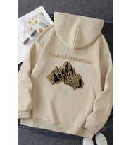 Unisex Oversize Arid Mountain Baskılı Sweatshirt (Bej)