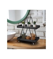 2 Katlı Siyah Metal Banyo Mutfak Rafı Model 1