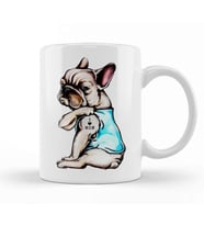 French Bulldog Tattoo I Love Mom Kupa Bardak Porselen