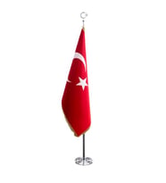 Türk Makam Bayrağı Simli + Telalı + Krom Direk