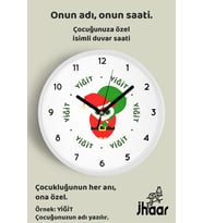 İsme Özel Kızgın Noel Baykuş Çocuk Odası Duvar Saati Orta Boy 30 cm Beyaz Camlı Sessiz