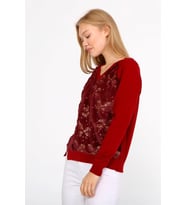 FTZ Women Kadın Peluş Nakışlı Triko Bordo 21-1043