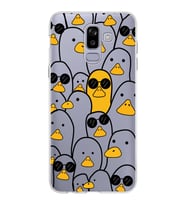 Samsung Galaxy J8 Kapak Duck Tasarımlı Şeffaf Silikon Kılıf