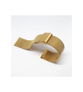24mm Sarı Gold Renk Hasır Kalın Örgü Çelik Kaplama Metal Saat Kordonu