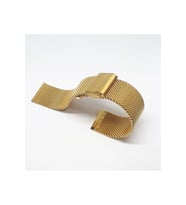 24mm Sarı Gold Renk Hasır Kalın Örgü Çelik Kaplama Metal Saat Kordonu
