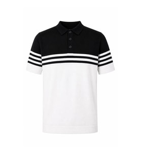 Trender Yarım Fermuarlı Siyah - Beyaz Erkek Polo Yaka T-shirt 17406