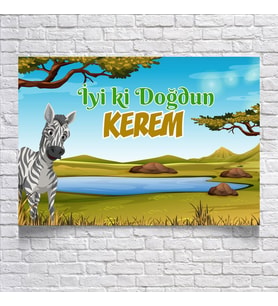 Safari Temalı Doğum Günü Afişi 35X50 cm