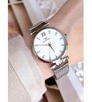 FERRO Silver Hasır Kordonlu Renk Atmaz 30 Metre Suya Dayanıklı Özel Tasarım Kadın KolSaati 21318