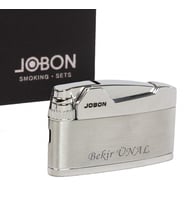Jobon Marka Gümüş Renk Deri Kılıf Kişiye Özel Premium Metal Çakmak