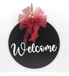 Lora Davet Ahşap Kapı süsü welcome (1 Adet) Siyah - 54235
